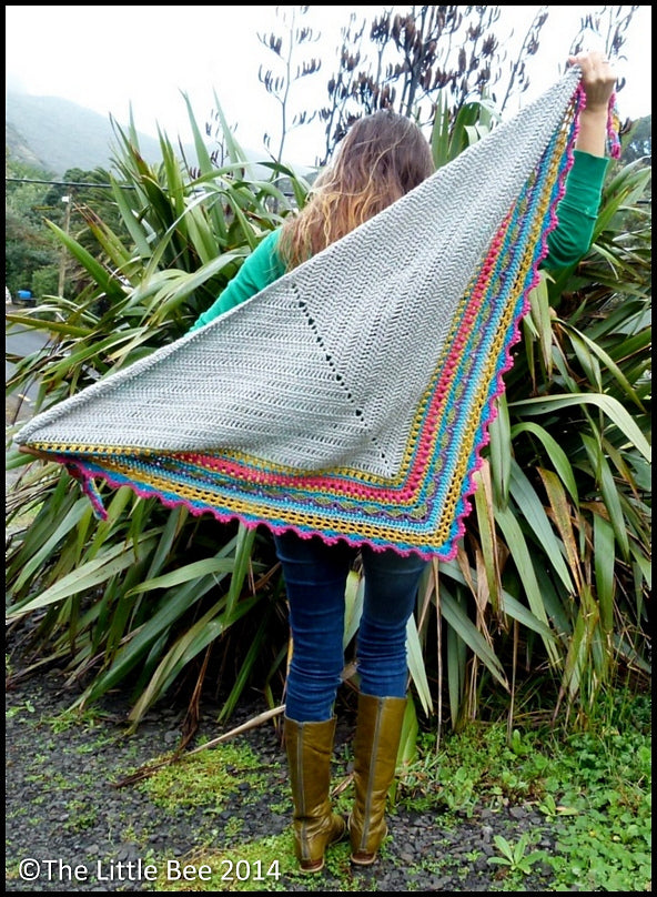 Colorful Striped Triangle Shawl Crochet Pattern