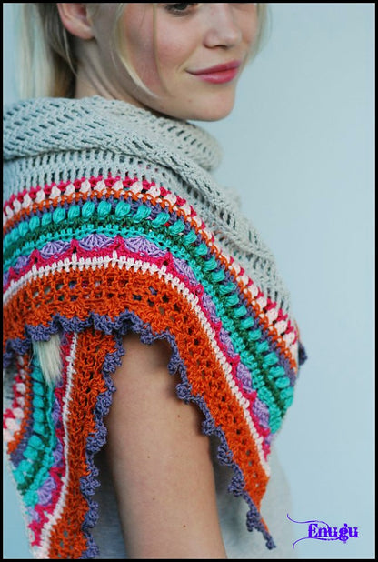 Colorful Striped Triangle Shawl Crochet Pattern