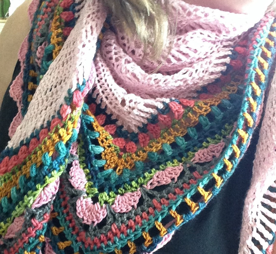 Colorful Striped Triangle Shawl Crochet Pattern