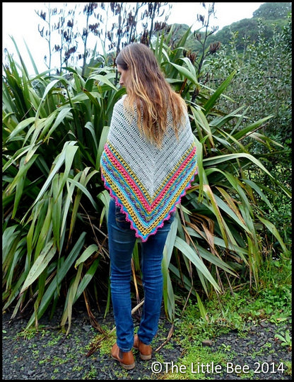 Colorful Striped Triangle Shawl Crochet Pattern