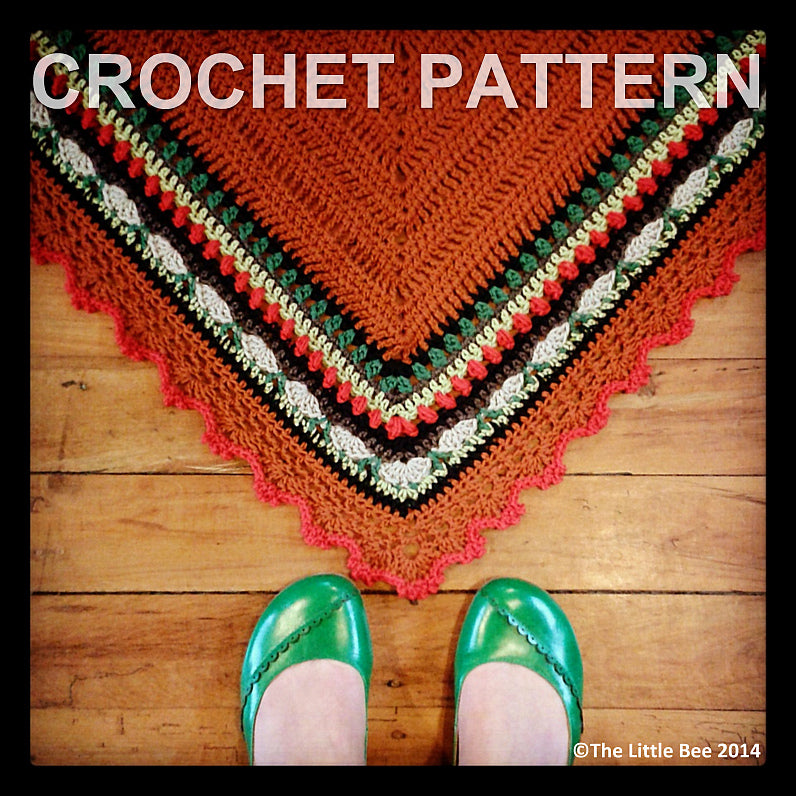 Colorful Striped Triangle Shawl Crochet Pattern