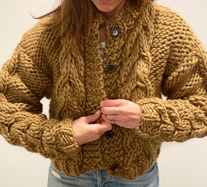 Bulky Cable Knit Crop Cardigan Knitting Pattern