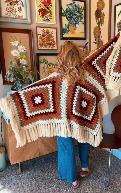 Granny Square Shawl Crochet Pattern