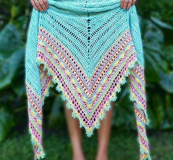 Colorful Striped Triangle Shawl Crochet Pattern