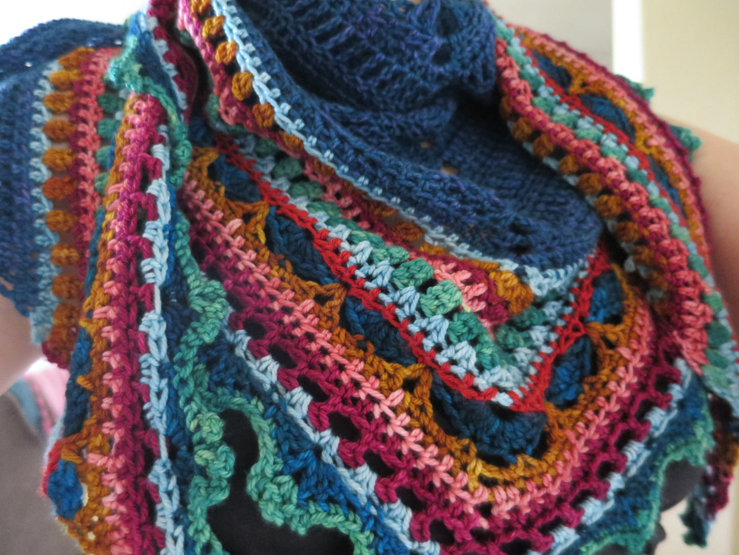Colorful Striped Triangle Shawl Crochet Pattern