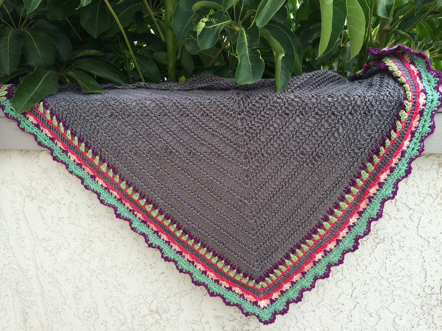 Colorful Striped Triangle Shawl Crochet Pattern