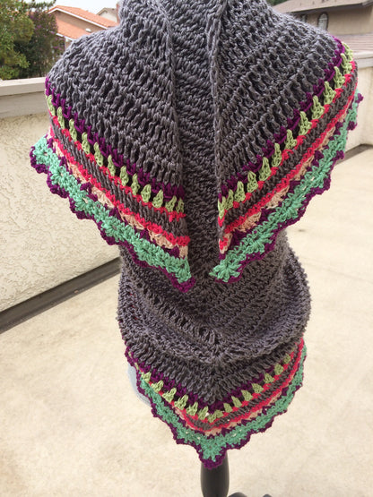 Colorful Striped Triangle Shawl Crochet Pattern