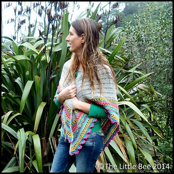 Colorful Striped Triangle Shawl Crochet Pattern