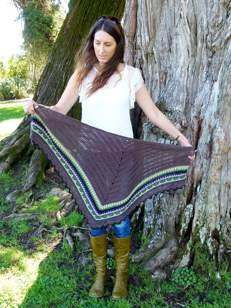 Colorful Striped Triangle Shawl Crochet Pattern
