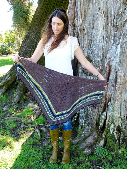 Colorful Striped Triangle Shawl Crochet Pattern