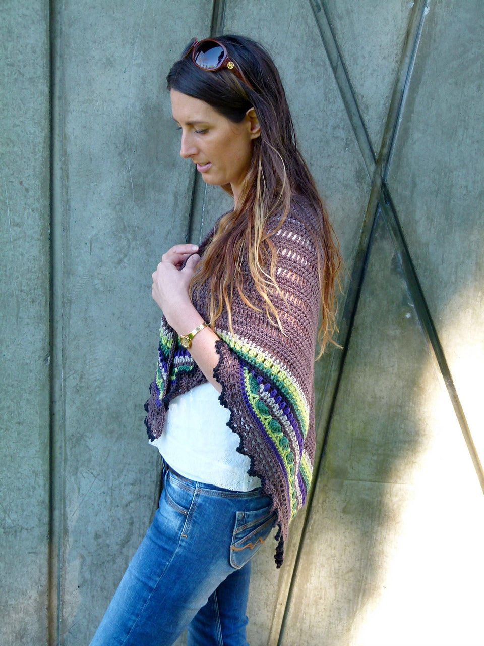 Colorful Striped Triangle Shawl Crochet Pattern