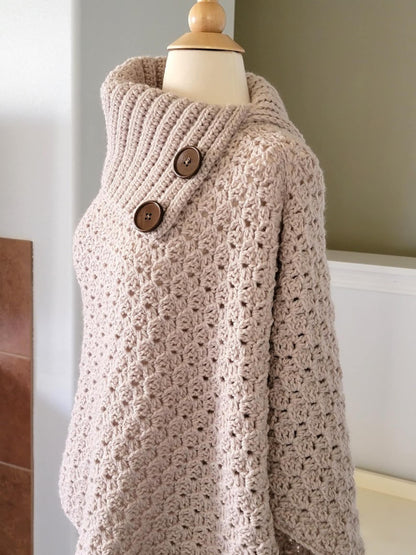 Poncho with Collar Crochet Pattern