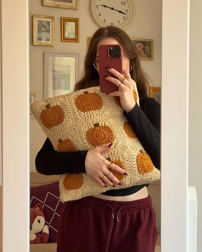 Granny Square Pumpkin Pillow Crochet Pattern