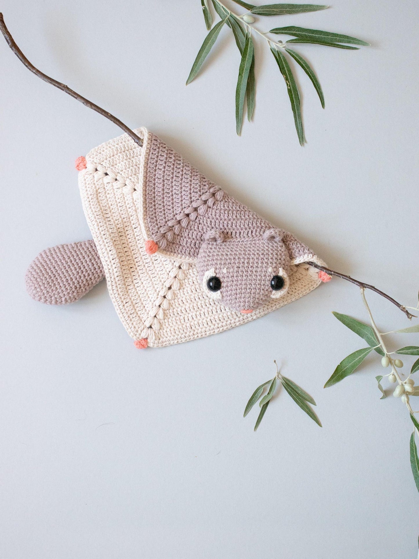Flying Squirrel Hazel Snuggler Crochet Pattern