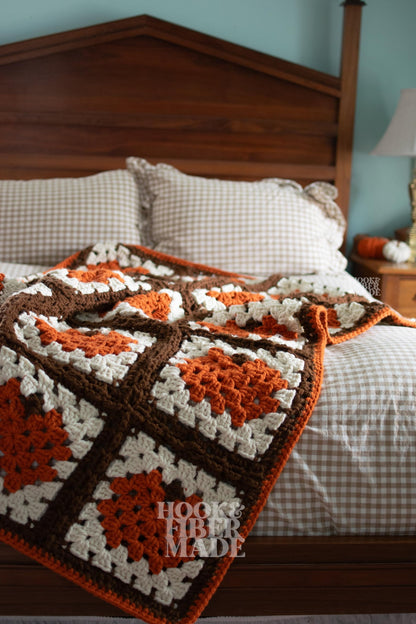 Pumpkin Granny Square Blanket Crochet Pattern