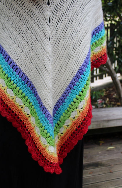 Colorful Striped Triangle Shawl Crochet Pattern