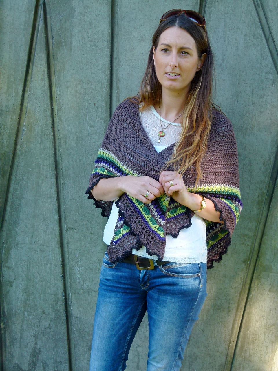 Colorful Striped Triangle Shawl Crochet Pattern