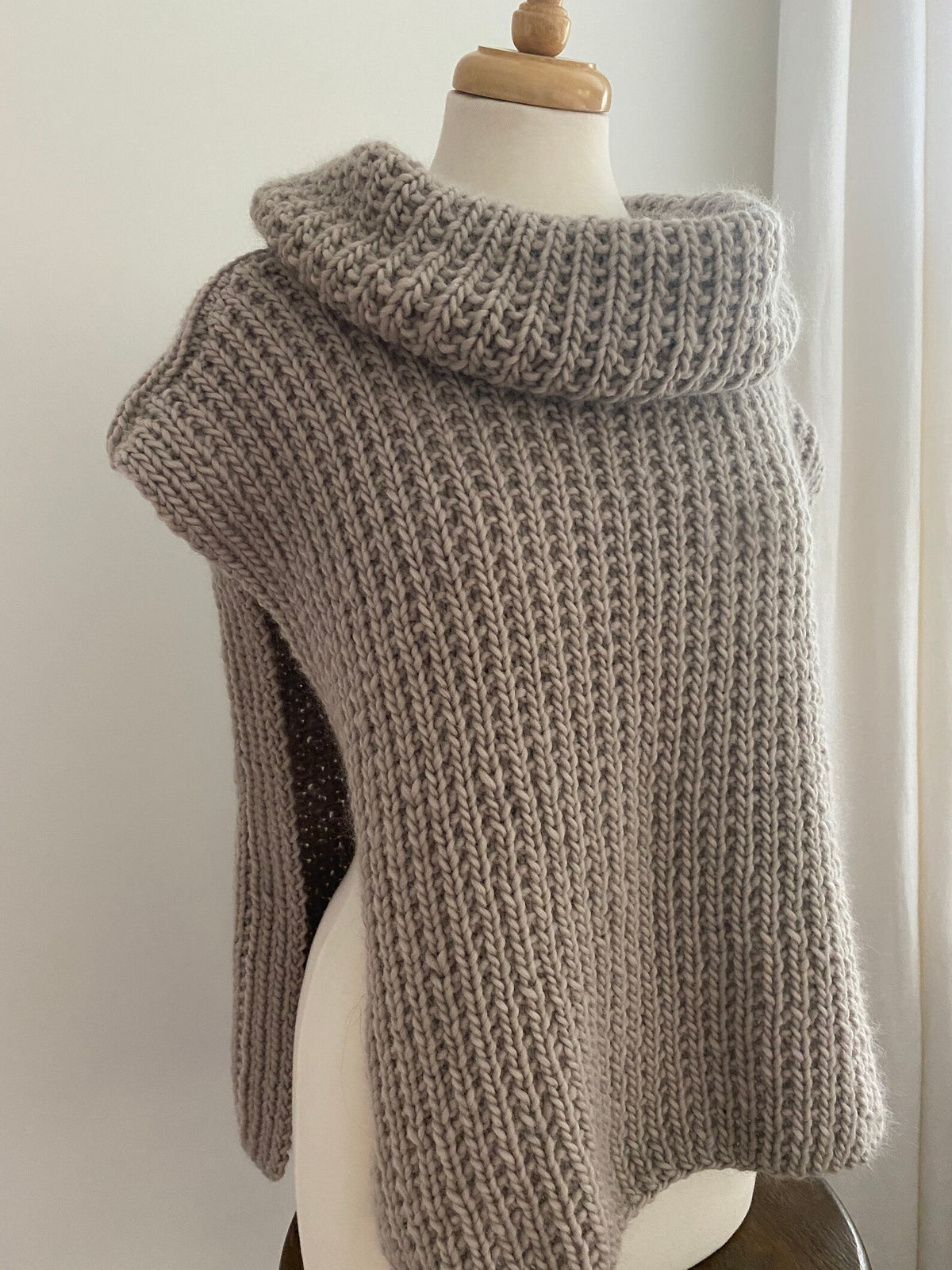 Chunky Turtleneck Poncho Knitting Pattern