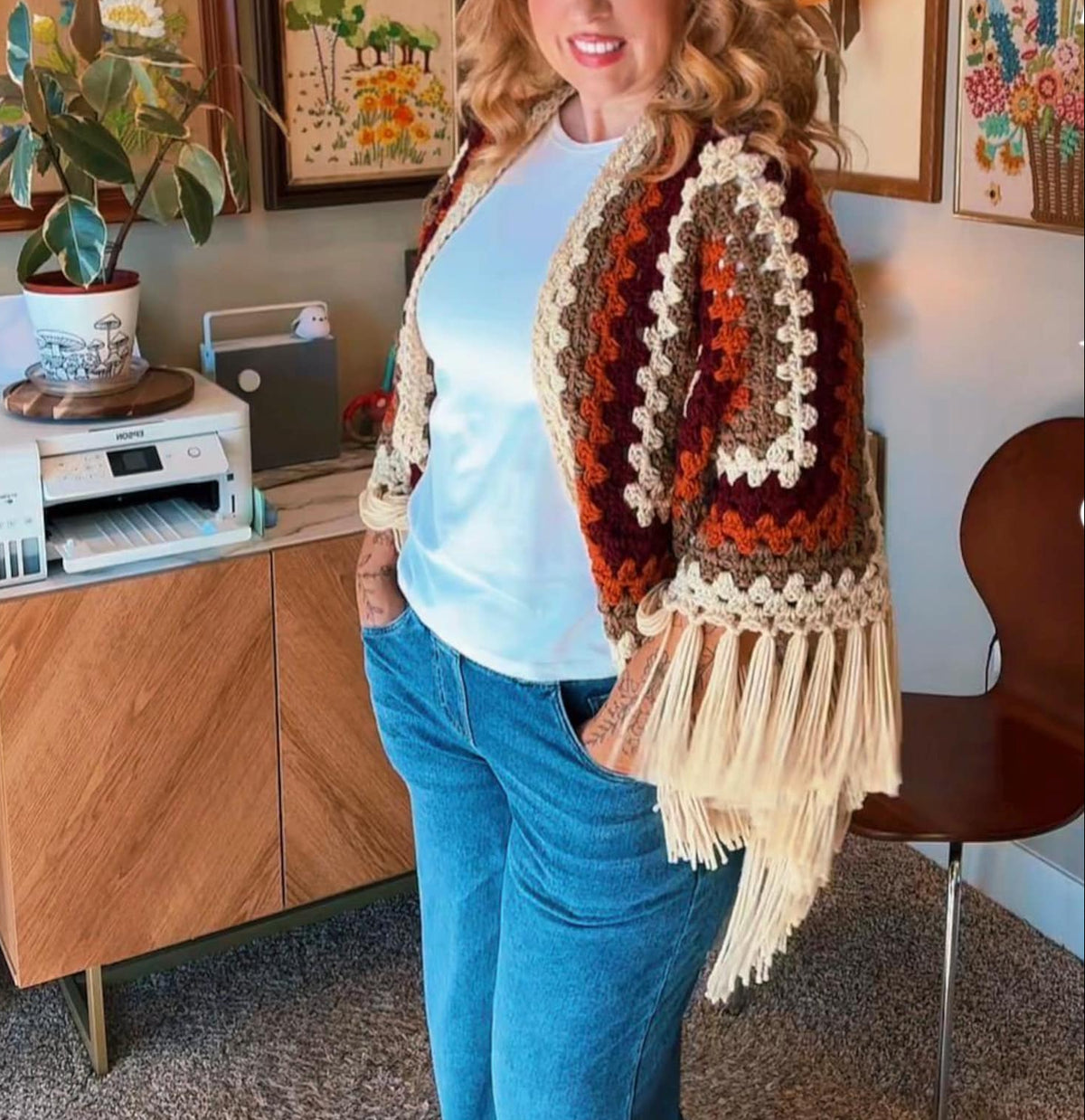 Granny Square Shawl Crochet Pattern