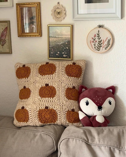 Granny Square Pumpkin Pillow Crochet Pattern