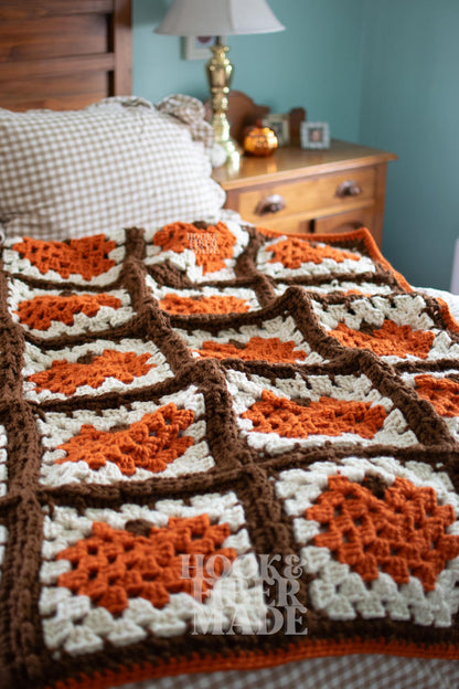 Pumpkin Granny Square Blanket Crochet Pattern