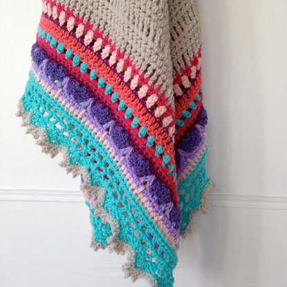 Colorful Striped Triangle Shawl Crochet Pattern