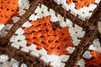 Pumpkin Granny Square Blanket Crochet Pattern