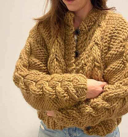 Bulky Cable Knit Crop Cardigan Knitting Pattern