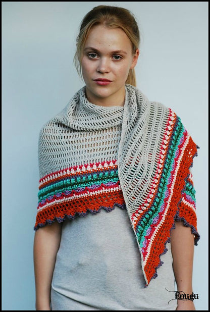 Colorful Striped Triangle Shawl Crochet Pattern
