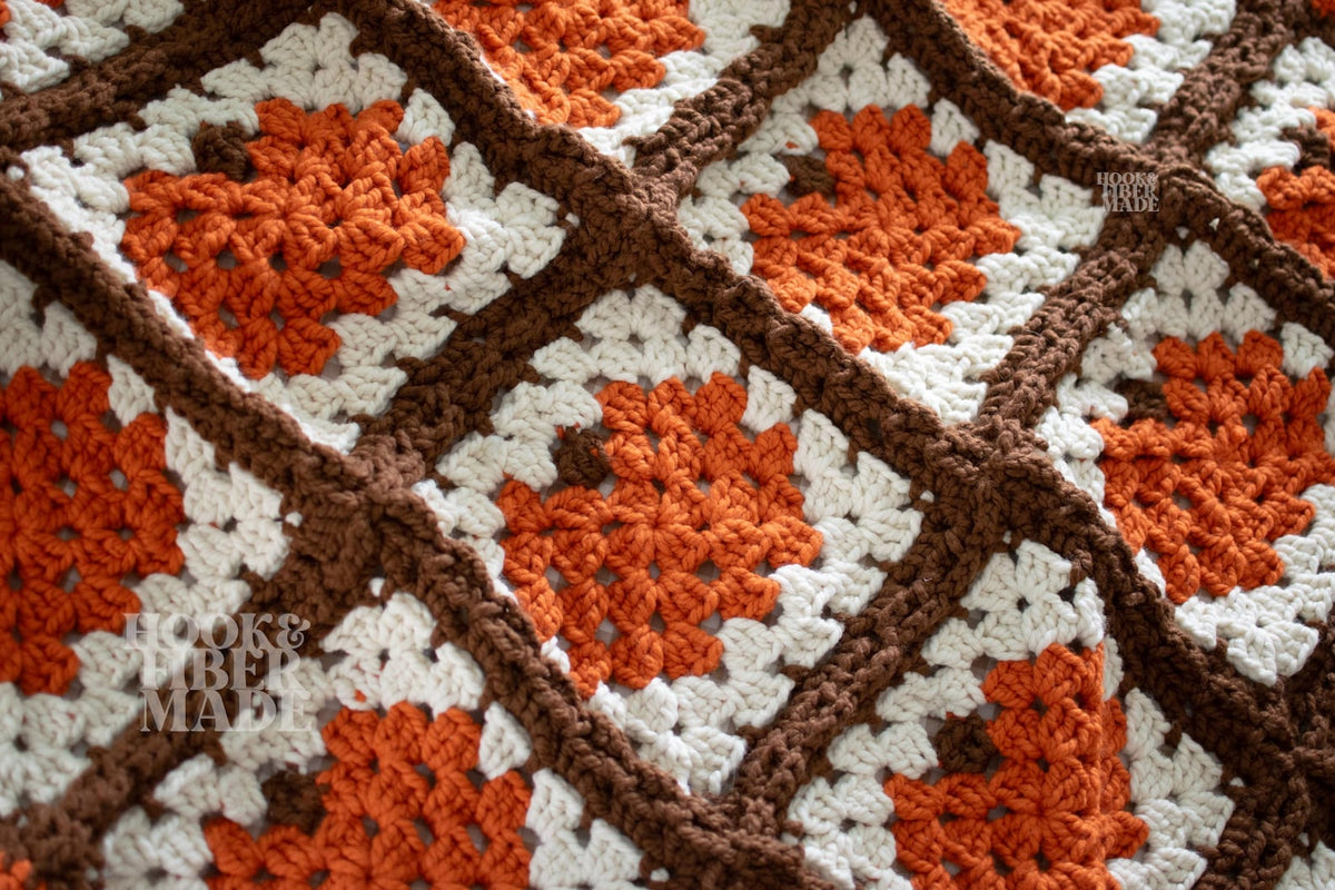 Pumpkin Granny Square Blanket Crochet Pattern