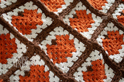 Pumpkin Granny Square Blanket Crochet Pattern