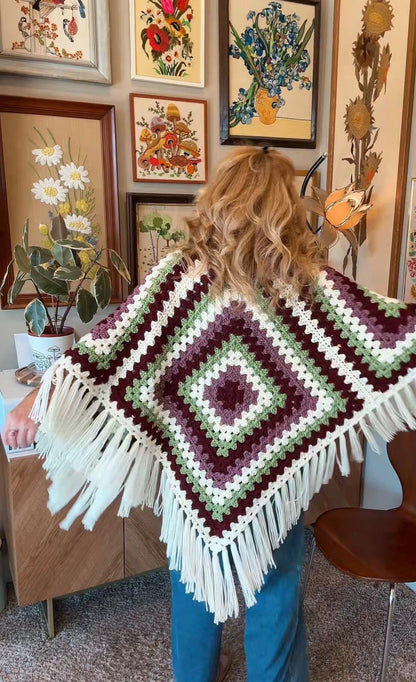Granny Square Shawl Crochet Pattern