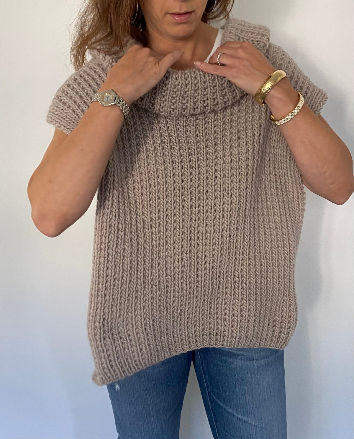 Chunky Turtleneck Poncho Knitting Pattern