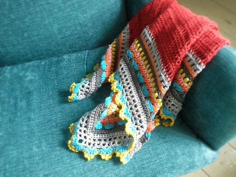 Colorful Striped Triangle Shawl Crochet Pattern