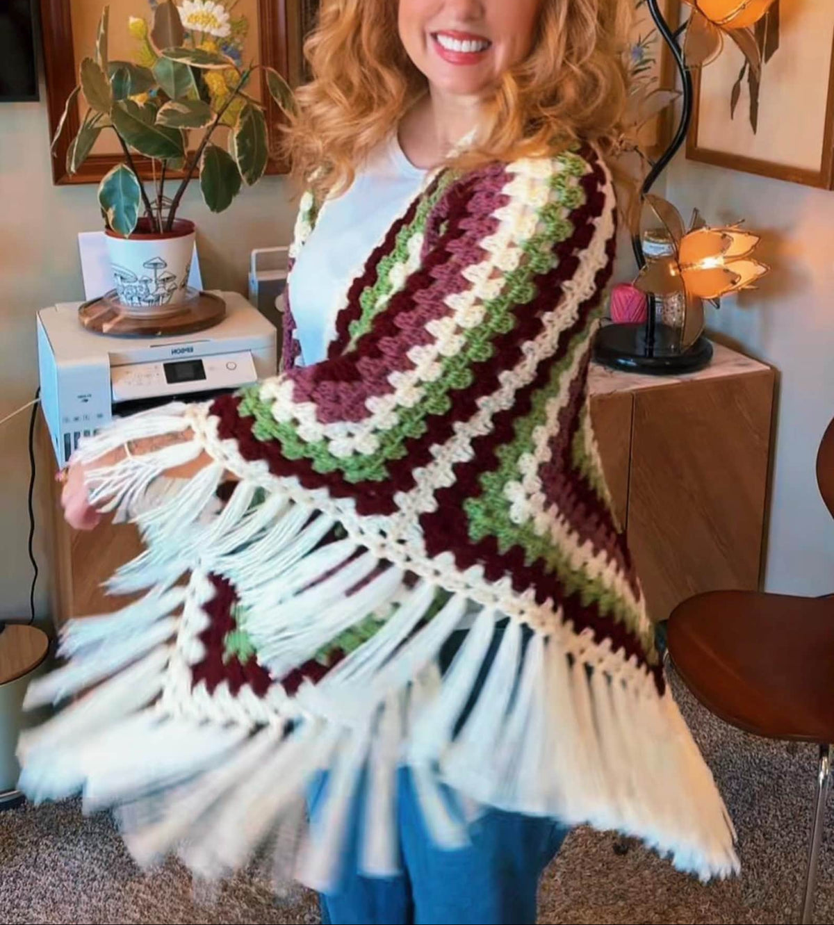 Granny Square Shawl Crochet Pattern