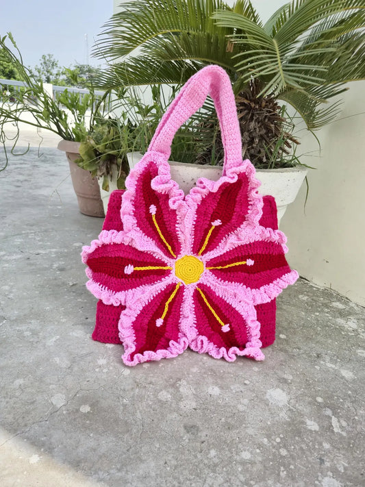 Pink Lily Flower Crochet Handbag Pattern