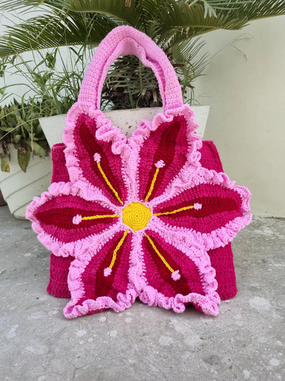 Pink Lily Flower Crochet Handbag Pattern