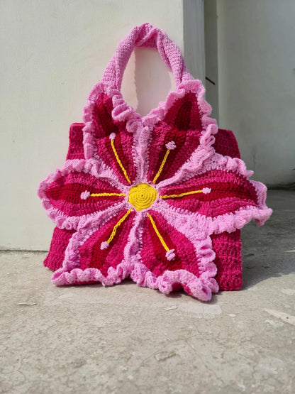 Pink Lily Flower Crochet Handbag Pattern